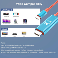 Kabel USB ke HDTV TUTI Hot Sellers 2M 100W Pengisian Cepat Berlapis Emas dengan Selubung PVC HDTV 4K60HZ untuk TV, Ponsel, PC, dan Gaming