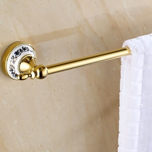 Juego de Accesorios de <span class=keywords><strong>Baño</strong></span> de <span class=keywords><strong>Cristal</strong></span> Chapado en Oro Royal Wall Mounet, para Toallero, Portavasos, Jabonera, Repisa de Vidrio - Product Image 6