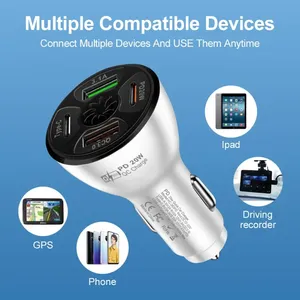 <span class=keywords><strong>Cargador</strong></span> de Coche con 4 Puertos y 20W, Adaptador de Carga Rápida USB QC 3.0 con Doble <span class=keywords><strong>Tipo</strong></span> C para iPhone, Samsung, <span class=keywords><strong>Huawei</strong></span>, Xiaomi - Product Image 2