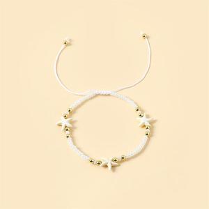 Starfish <b>Anklet</b> White Seed <b>Beads</b> Adjustable Women's Beach Jewelry Foot Ornaments Vintage Style - Product Image 1