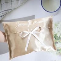 Pochette en satin personnalisée avec logo ruban, sac de rangement pour lingerie, emballage pour extensions capillaires, sac anti-poussière pour sous-vêtements, pochette cadeau en satin à rabat