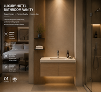 Meuble-lavabo de salle de bain d'hôtel moderne avec vasque en céramique intégrée, design mural, taille personnalisée, fournisseur OEM ODM