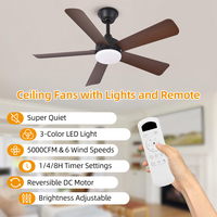Ventilador de Techo KBS de 52 Pulgadas con Motor DC de 18W, 3 CCT LED, 3 Aspas de ABS, Ventilador de Techo LED con Luz y Control Remoto