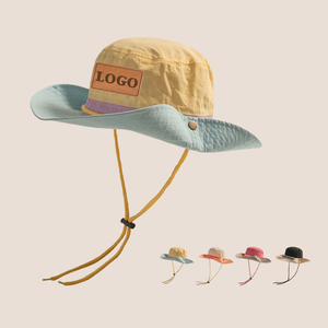 หมวกถังบอนนี่แห้งเร็วดีไซน์ใหม่สำหรับเด็กกลางแจ้งแบบตะวันตกหมวกกันแดดสีตัดกันแบบซาฟารีสำหรับงานเลี้ยงตกปลาขายส่ง - Product Image 1
