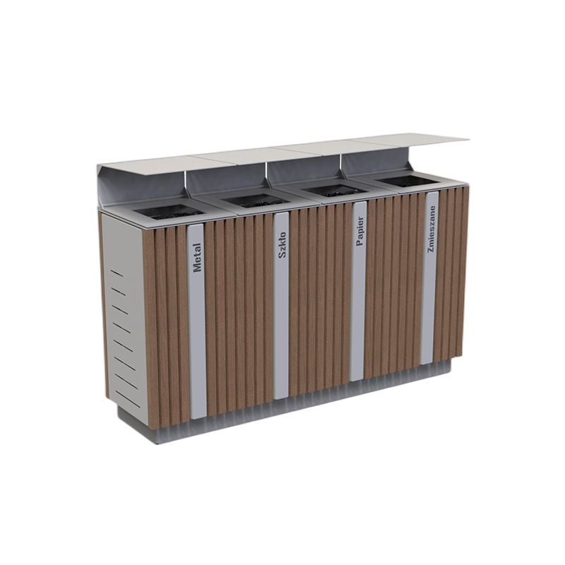 Factory hot sale Garden Park Street Outdoor Steel Wood Commercial Recycle Litter Waste Bin Trash Can