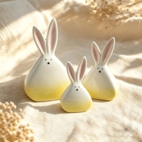 Lot de figurines en céramique lapin mignon, dégradé blanc et rose, pour décoration de table, cadeau, ornement en gros