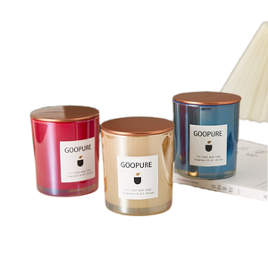 Pot à bougie en verre vide de luxe plaqué, 10 oz, vente en gros d'usine, support de bougie cylindrique en métal personnalisé, couleur pulvérisée, décoration d'intérieur - Product Image 1