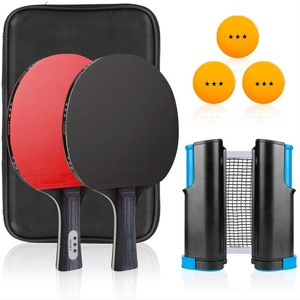 Ensemble de raquettes de ping-pong professionnelles personnalisées en bois pur à 7 couches, raquette de tennis de table portable, <span class=keywords><strong>2</strong></span> raquettes, 3 balles, étui à double fermeture éclair - Product Image 1