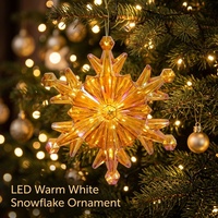 LED Warmweiße Lichter Galvanisierte Kunststoff-Schneeflocken Hängende Ornamente Weihnachtsdekoration 23,5CM 3PCSAA Batterie Weihnachtsdeko
