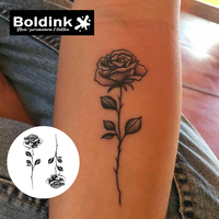 Tatouage au jus de Jagua Boldink personnalisé, réaliste, en forme de rose, résistant à l'eau, longue durée (2 semaines)