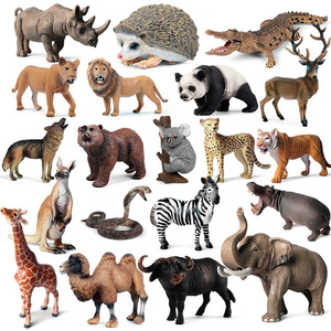 Figurines d'animaux sauvages réalistes et solides, girafe, éléphant, rhinocéros, ours brun, tigre, lion, léopard, hippopotame - Product Image 1