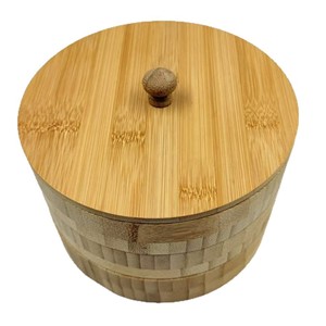 <b>Bamboo</b> Three Layer Storage Box 18x18x14cm Stackable Round Food <b>Container</b> For Desktop Neatening Minimalist Design - Product Image 2