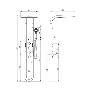 Sistema <span class=keywords><strong>de</strong></span> <span class=keywords><strong>Ducha</strong></span> <span class=keywords><strong>de</strong></span> Pared <span class=keywords><strong>de</strong></span> Alta Gama con Hidromasaje Trasero, Pantalla LED Gris, Mezclador Inteligente, <span class=keywords><strong>Panel</strong></span> <span class=keywords><strong>de</strong></span> <span class=keywords><strong>Ducha</strong></span> con Cascada y Lluvia para Baño - Product Image 6