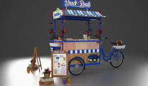 Kiosque alimentaire extérieur élégant, <span class=keywords><strong>chariot</strong></span> à snack mobile, <span class=keywords><strong>chariot</strong></span> <span class=keywords><strong>de</strong></span> nourriture <span class=keywords><strong>de</strong></span> rue avec vélo décoratif, utilisé en devanture <span class=keywords><strong>de</strong></span> magasin, centre commercial - Product Image 2