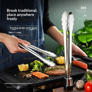 Pinze da <span class=keywords><strong>Cucina</strong></span> Multifunzionali in Acciaio Inox 304 Rinforzato, Antiscivolo e Resistenti alle Alte Temperature, per Bistecche e Barbecue - Product Image 2