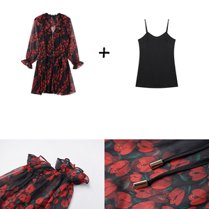 Nhà Máy Của Đơn Giản Phong Cách Retro Dệt Kim Hoa Ăn Mặc Cho Phụ Nữ Thoáng Khí Hoa Thời Trang Dresses Nút Mùa Xuân Mùa Thu Nhìn Giản Dị - Product Image 6