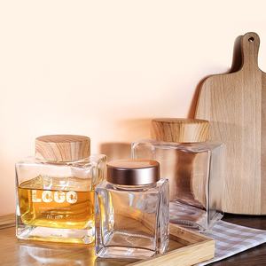 Offre Spéciale épaissi plat carré Cube miel verre <span class=keywords><strong>Pot</strong></span> petites bouteilles de bocal Mason en verre scellé <span class=keywords><strong>vide</strong></span> ForJuice miel confiture - Product Image 3