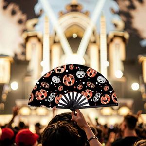Abanico Plegable Grande de Plástico y Tela con Diseño Tallado, Esencial para Festivales de Música, Decoración Elegante, Accesorio EDM para Fiestas, Abanico de Clic - Product Image 4