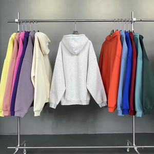 Dropshipping Best Quality Baggy <b>Thick</b> Mens Cropped Hoodies with No String Blank <b>Fleece</b> 100% Cotton Crop Heavyweight Hoodie - Product Image 2