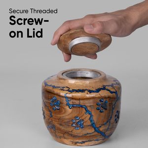 수제 나무 반려동물 화장 유골함 (발자국 기념 유골함, 강아지 또는 고양이용) - Product Image 5