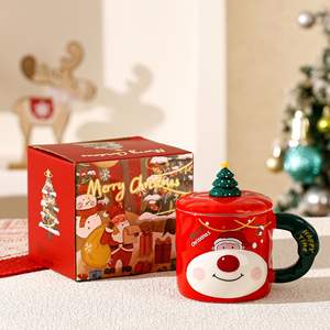 Tazas de Cerámica Navideñas Nórdicas con Tapa, Tazas Creativas para Parejas, Tazas Lindas de Navidad - Product Image 3