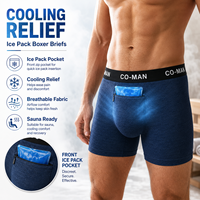 Caleçon Boxer Ergonomique et Élastique à Ventilation Chaude pour Hommes, avec Compresse Froide, pour Refroidissement des Testicules, Sans Coutures, Performance Standard
