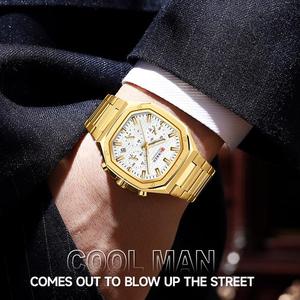 CURREN orologi da polso da uomo di moda 8459 in acciaio inossidabile <span class=keywords><strong>bianco</strong></span> cronografo <span class=keywords><strong>quadrante</strong></span> classico Sport stile luminoso mani orologi al quarzo - Product Image 2