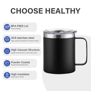 Tasses de voyage minimalistes en acier inoxydable de 14 oz, mugs à café classiques, vaso termico de 12 oz pour la bière, le vin, le camping, les fêtes, tasses en céramique - Product Image 2