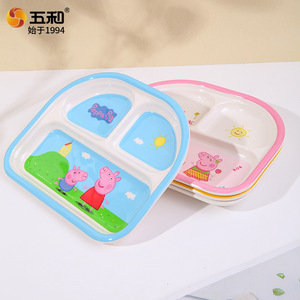 Wuhe Kids Cartoon Feeding Plate Three Compartment Rectangle Dish For Child Dining - Product Image 2