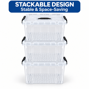 Großhandel 27L PP Aufbewahrungsbox Transparente Rechteckige Stapelbare Box für Schlafzimmer Wohnzimmer Wäsche-Organizer - Product Image 3
