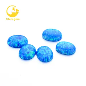 Starsgem Thủy Tinh Đá Opal Mài Tròn Tổng Hợp Cắt Hình Bầu Dục Màu Xanh Dương