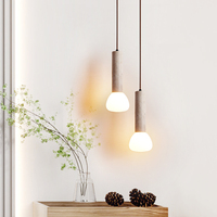 Lustre de chambre à coucher Stone Element Cream Wind, style nordique, pour table de chevet, rétro américain, longue suspension, petite lampe LED à lumière chaude, facile à installer