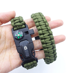 Porte-clés multifonctionnel de survie pour le camping en plein air, articles tactiques, boucle à dégagement latéral en plastique, boussole, porte-clés en corde de nylon - Product Image 1