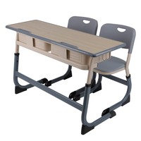 Table moderne réglable à deux places avec chaises, ensemble bureau et chaise pour étudiants
