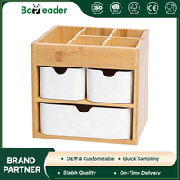 Organisateur de bureau moderne en bambou à plusieurs compartiments, plateau à documents, organiseur de dossiers, porte-fichiers en bois pour bureau ou chambre