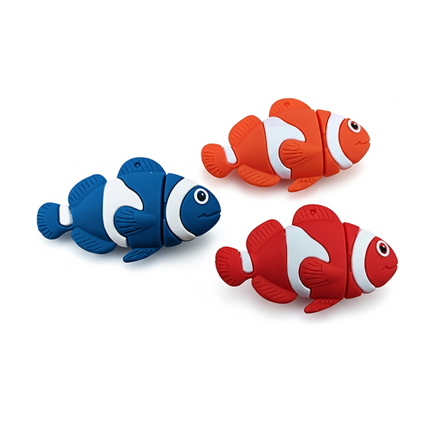 Cartoon PVC Fish USB Flash Drive Custom USB Memory Stick 2.0 4GB 8GB 16GB 32GB Thumb Drive Pendrive Promotional Gift Pen Drive
