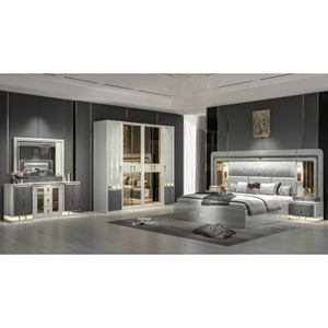 Ensemble de chambre à coucher moderne de luxe personnalisé en bois avec lit King/<span class=keywords><strong>Queen</strong></span> et rangement pour maison, hôtel, ferme, villa/appartement - Product Image 3