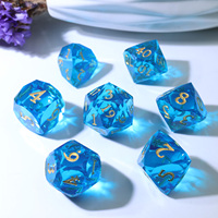 Jeu de dés polyédriques en résine bleu clair pour jeux de société, dés pour Dungeons & Dragons - RD Bleu clair