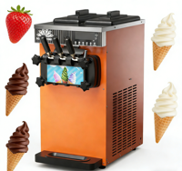 Machine à crème glacée molle en acier inoxydable commercial avec lait, multifonction et fonction de nettoyage intégrée