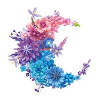 EPT 977 pièces Nouveau Kit de Construction Créatif DIY Bouquet de Fleurs Moonflower en Blocs de Plastique, Décoration Murale, Cadeau Romantique