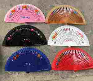 Elegante Abanico de Mano de Madera Estilo Chino Vintage, Abanico Plegable de Bambú para Disfraces, Fiestas y Decoraciones, Color Sólido, Estilo Español - Product Image 5