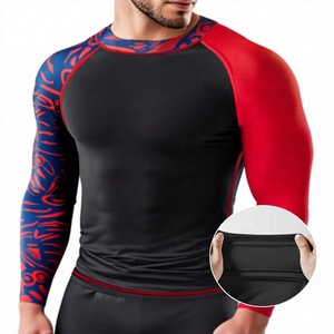 Tenue de combat personnalisée unisexe de haute qualité pour grappling NO Gi MMA Arts martiaux Jiu Jitsu, Rashguard à manches longues noir et camouflage rouge pour adultes - Product Image 4
