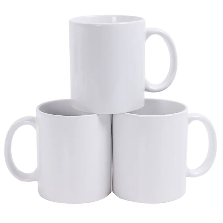 Taza de café personalizada de cerámica blanca con asa, sublimación de viaje, 11 onzas, de alta calidad, venta al por mayor