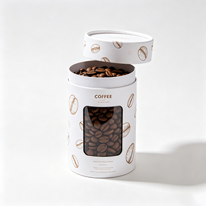 OEM Cylinder Cardboard <b>Box</b> With Visible Window Custom Design For Coffee Bean Brand <b>Packing</b> Shop Display Use - Product Image 1