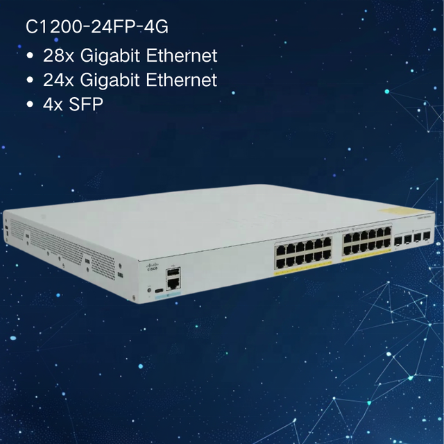 Catalyst C1200-24FP-4G 24 Port PoE+ Managed 4 Gigabit Uplink Ports  Layer 3 Network Switch  C1200-24FP-4G