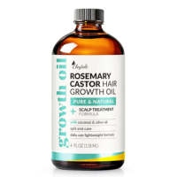 Huile de ricin pressée à froid infusée à l'huile de romarin, de noix de coco et d'olive pour des cheveux plus fournis et plus épais, nourrissante pour le cuir chevelu, stimule la croissance des cheveux pour hommes et femmes
