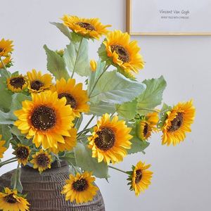 Grande fleur de tournesol artificielle à 3 têtes pour décoration intérieure - Product Image 3