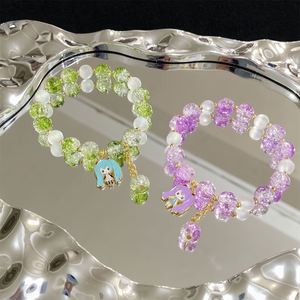 Pulsera de cuentas de cristal craquelado con diseño de palomitas de maíz de fantasía, con dijes para niña, de color degradado, para niñas y mujeres, pulseras de la amistad, joyería - Product Image 4