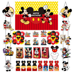 Décorations de fête d'<span class=keywords><strong>anniversaire</strong></span> <span class=keywords><strong>Mickey</strong></span> Assiettes Ballons Vaisselle en papier jetable Fournitures de fête prénatale Utilisation en intérieur - Product Image 1