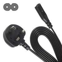 Cordon d'alimentation UK 2 fils Type G Plug IEC 60320 C7 Connecteur Câble d'alimentation secteur 0.75mm2 1FT 3FT 5FT